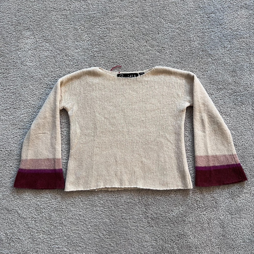 Parrish LA Sky Merino Wool Alpaca Blend Bell Sleeve Sweater Womens XS Cream
